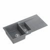 Quadron Zlewozmywak granitowy EVAN 156 – półtorakomorowy, wpuszczany, silver stone/elementy stalowe HQE5510050U5BSP2O